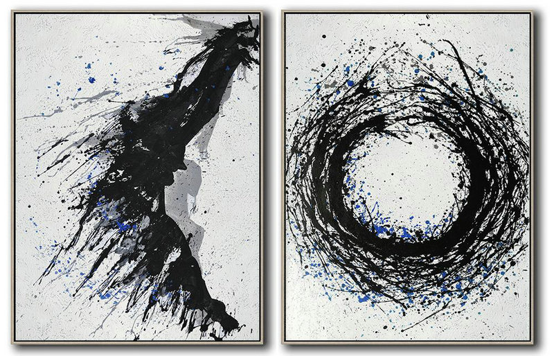 Extra Large Acrylic Painting On Canvas,Set Of 2 Minimal Painting On Canvas - Abstract Art Decor,Contemporary Painting